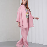 The Duality Linen Jacket - Pink White