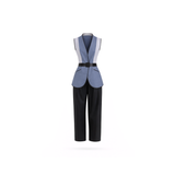 Edges Belted Vest - Dark & Light Gray
