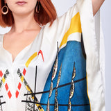 Short Kimono Pareo Mulberry Silk - Kandinsky Little Worlds 2