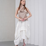 The Collar Linen Skirt - White