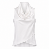 Cascade Silk Cowl Top - Off-White