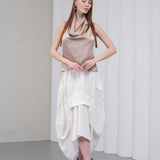 The Collar Linen Skirt - White