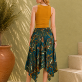 Bohemian Midi Skirt - Teal Paisley