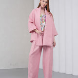 The Duality Linen Jacket - Pink White