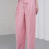 The Wrapline Linen Trouser - Pink