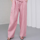 The Wrapline Linen Trouser - Pink
