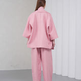 The Duality Linen Jacket - Pink White