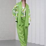 The Duality Linen Reversible Jacket - Green Paisley