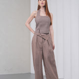 The Halterline Linen Blouse - Coffee