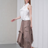 The Collar Linen Skirt - Vizon