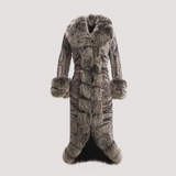 Merino Felt Fox Full Fur Coat - Endo Gray