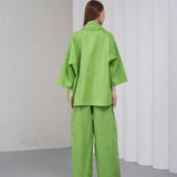 The Duality Linen Reversible Jacket - Green Paisley