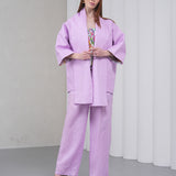 The Duality Linen Reversible Jacket - Lavender Paisley