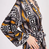 Short Kimono Belted Mulberry Silk - IKAT 8