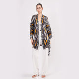 Short Kimono Belted Mulberry Silk - IKAT 8