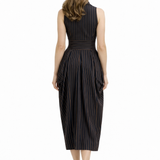 The Tuxedo Dress - Navy & Mustard Stripes