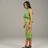 The Harmony Ensemble Tie Front Blouse & Culottes Pants - Green & Floral