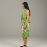 The Harmony Ensemble Tie Front Blouse & Culottes Pants - Green & Green Paisley