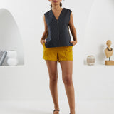 The Peak Shirt - Reversible Navy & Gold Stripes