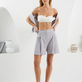 Pleats Shorts - Light Gray