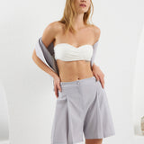 Pleats Shorts - Light Gray