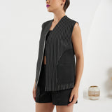 The Shark Vest - Reversible Black & White Stripes