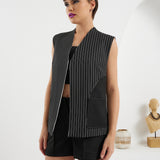 The Shark Vest - Reversible Black & White Stripes