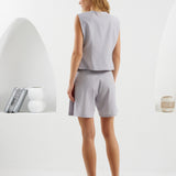 Pleats Shorts - Light Gray