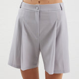 Pleats Shorts - Light Gray
