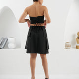 Dimensions Layered Skirt - Black & White Stripes