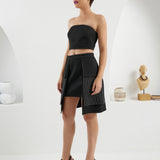 Dimensions Layered Skirt - Black & White Stripes