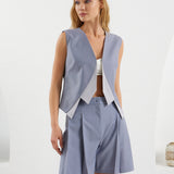 Collar-Elle Vest - Light & Dark Gray
