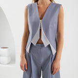 Collar-Elle Vest - Light & Dark Gray