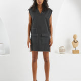 The Rectangle Shirt Dress - Reversible Black & White Stripes