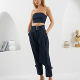 The Corset Crop Top - Navy