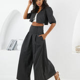 The Palazzo Pants - Black & White Stripes