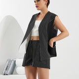 The Yacht Vest - Reversible Black & White Stripes