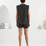 The Yacht Vest - Reversible Black & White Stripes