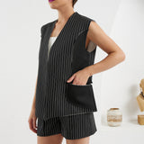 The Yacht Vest - Reversible Black & White Stripes