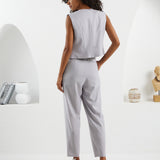 V Button Vest - Dark & Light Gray