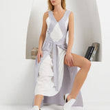 The Double Curve Dress - Light Gray White