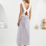 The Double Curve Dress - Light Gray White