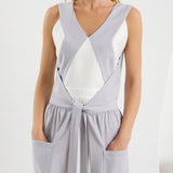 The Double Curve Dress - Light Gray White