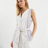 Armour Vest - Light Gray & White