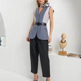 Edges Belted Vest - Dark & Light Gray