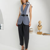 Edges Belted Vest - Dark & Light Gray