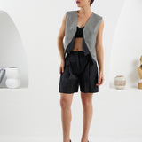 Collar-Elle Vest - Black & Gray