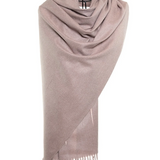 Heart Beat Embroidered Shawl with Faux Fur Pon Pons - Sepia