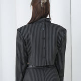 Pinstripe Architect Set by Lumina Eligma – luxury merino wool pinstripe suit with architectural tailoring