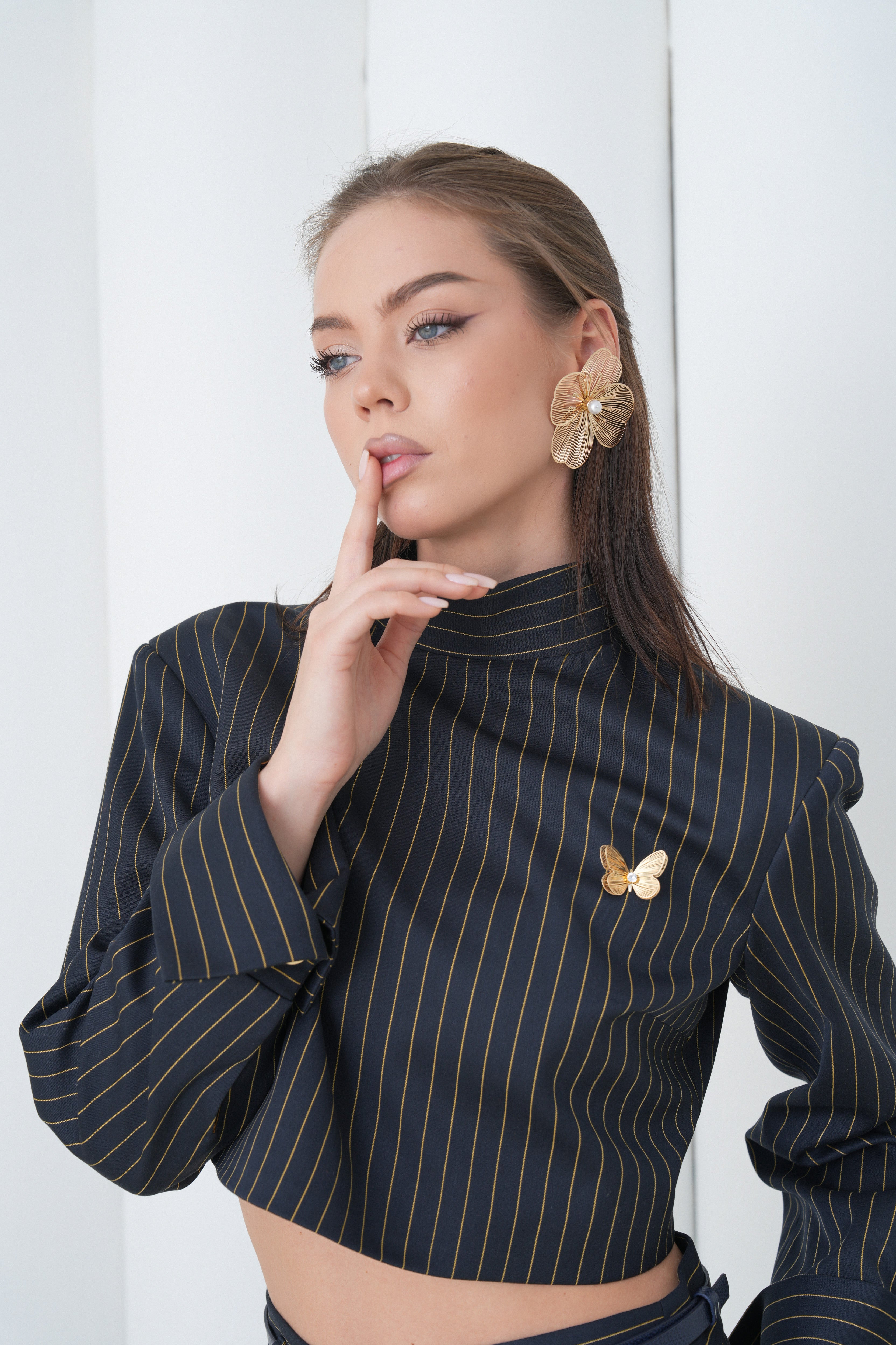 Pinstripe Architect Set by Lumina Eligma – luxury merino wool pinstripe suit with architectural tailoring